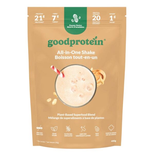 Good Protein All-In-One Shake Plant-Based Superfood Blend Peanut Butter, 440g
