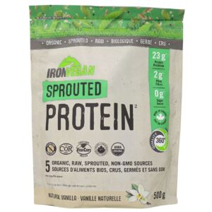 Iron Vegan Sprouted Protein Drink Mix Natural Vanilla, 500g