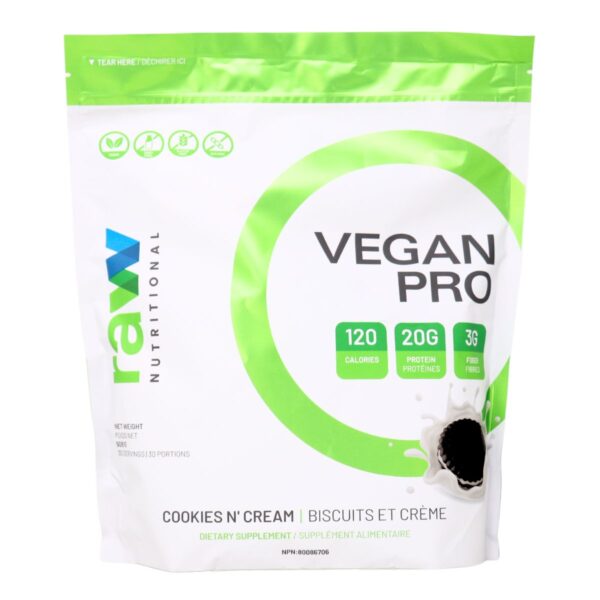 Raw Nutritional Vegan Pro Protein Powder Cookies N' Cream, 908g